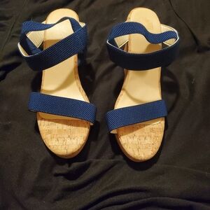 Blue strappy heels